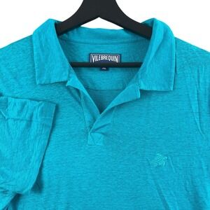 Vilebrequin Polo Shirt Mens Size XL Blue Short‎ Sleeve Cotton Logo Lounge